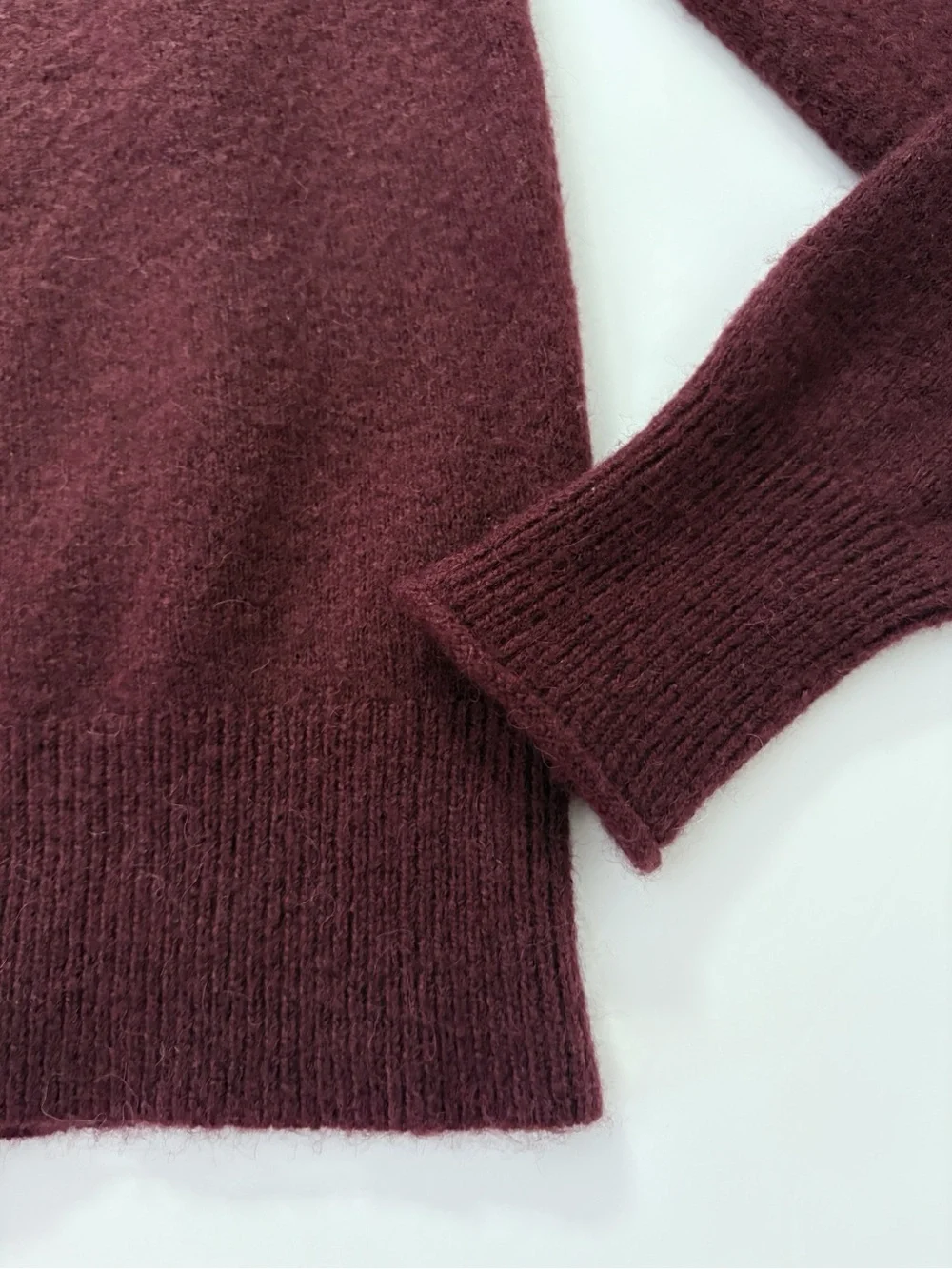 J.Crew Sweater Women XS Burgundy Merino Alpaca Rolled Neck Cuffs Quiet Luxury
